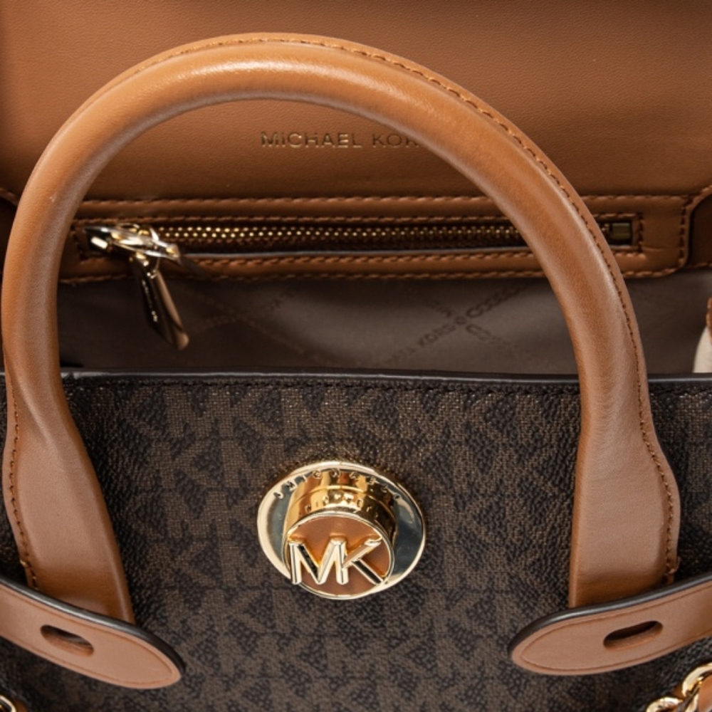 ❤️NEW MICHAEL MICHAEL KORSCarmen Small Logo and Leather Belted Satchel - Picture 12 of 13